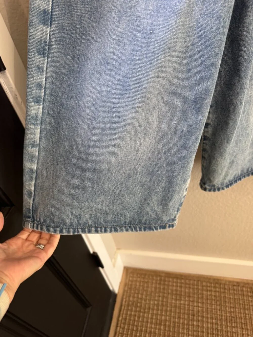 PTCL Long Denim Shorts with Two Contrasting (Black & Blue) Waistbands - Size 29